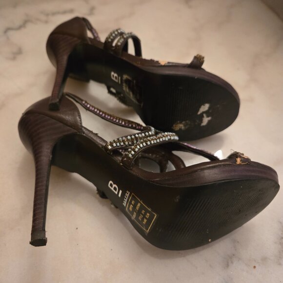 Bakers Brown Beaded Strappy Sandals Stiletto Heels - Picture 7 of 7